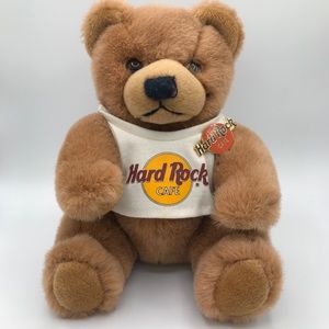 Vintage 1980s Hard Rock Cafe Teddy Bear with Pin